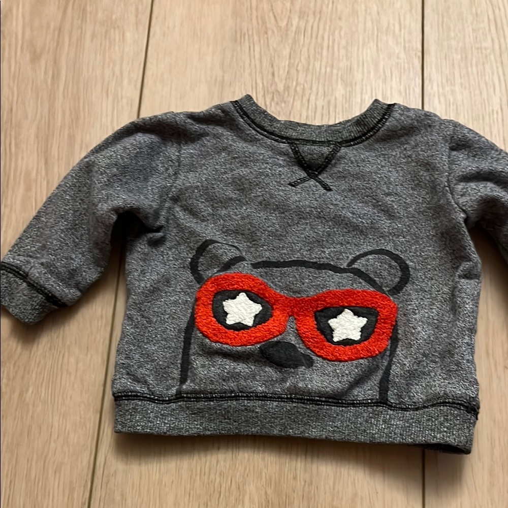 Little Me Gray and Red Sweatshirt with Whimsical Graphic